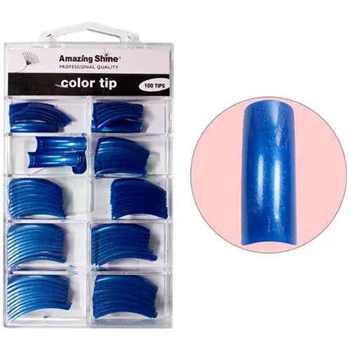 Farebné umelé tipy, č.1 - 10 - Metallic Dark Blue, 100ks