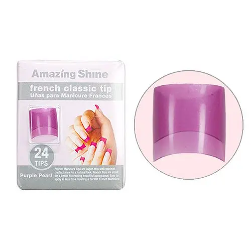 Krátke tipy na francúzsku manikúru - Purple Pearl, French Classic Tip, 24ks