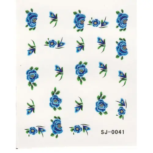 Nail art vodolepky - modré kvety, listy