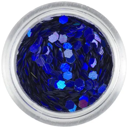 Hologramová ozdoba na nechty, 2mm - modrofialový šesťhran