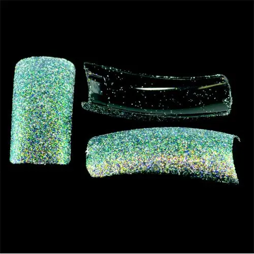 Tipy predzdobené glitrami, 500ks - fialovozelené