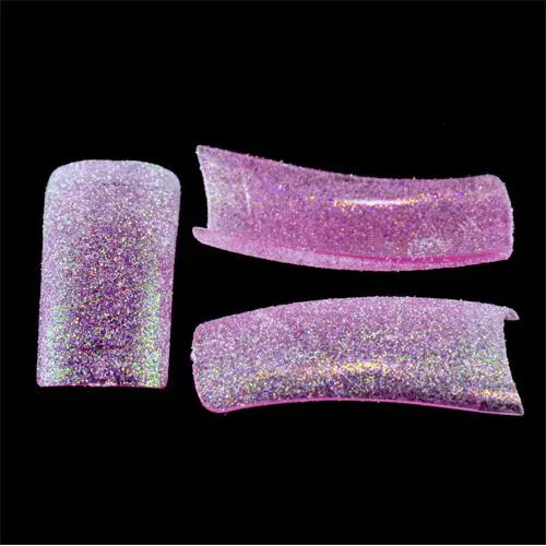 Ružovofialové nalepovacie tipy s glitrami - 500ks