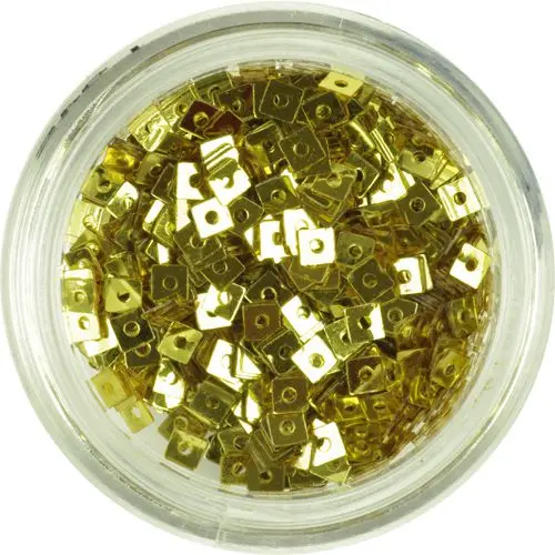 Zlatý štvorček - malá nail art ozdoba s dierkou