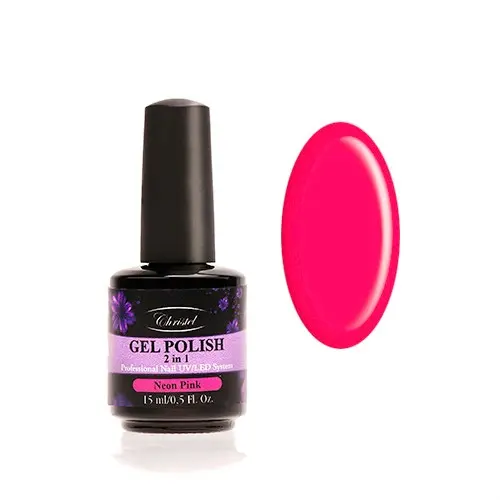 Christel Neon Pink 15ml - Soak off gel, 2in1