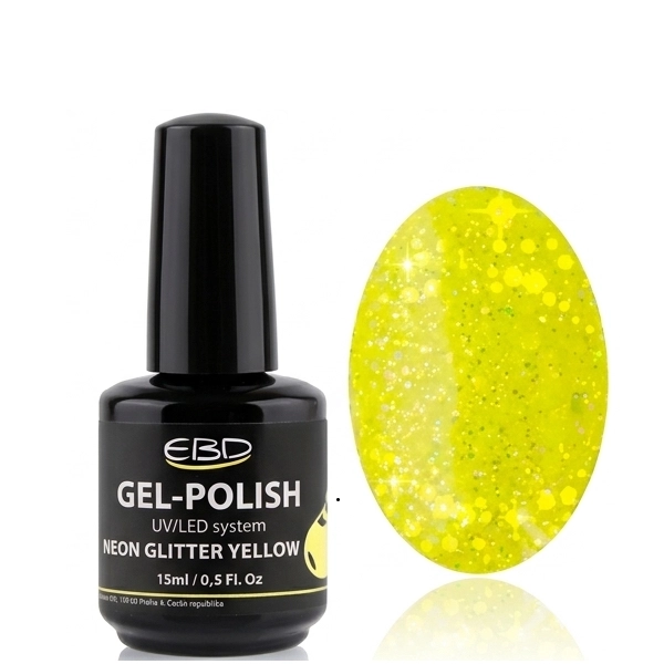 UV gél lak – NEON GLITTER YELLOW 236, 15ml