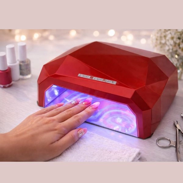 Kombinovaná LED + CCFL 36W UV lampa na nechty - červená