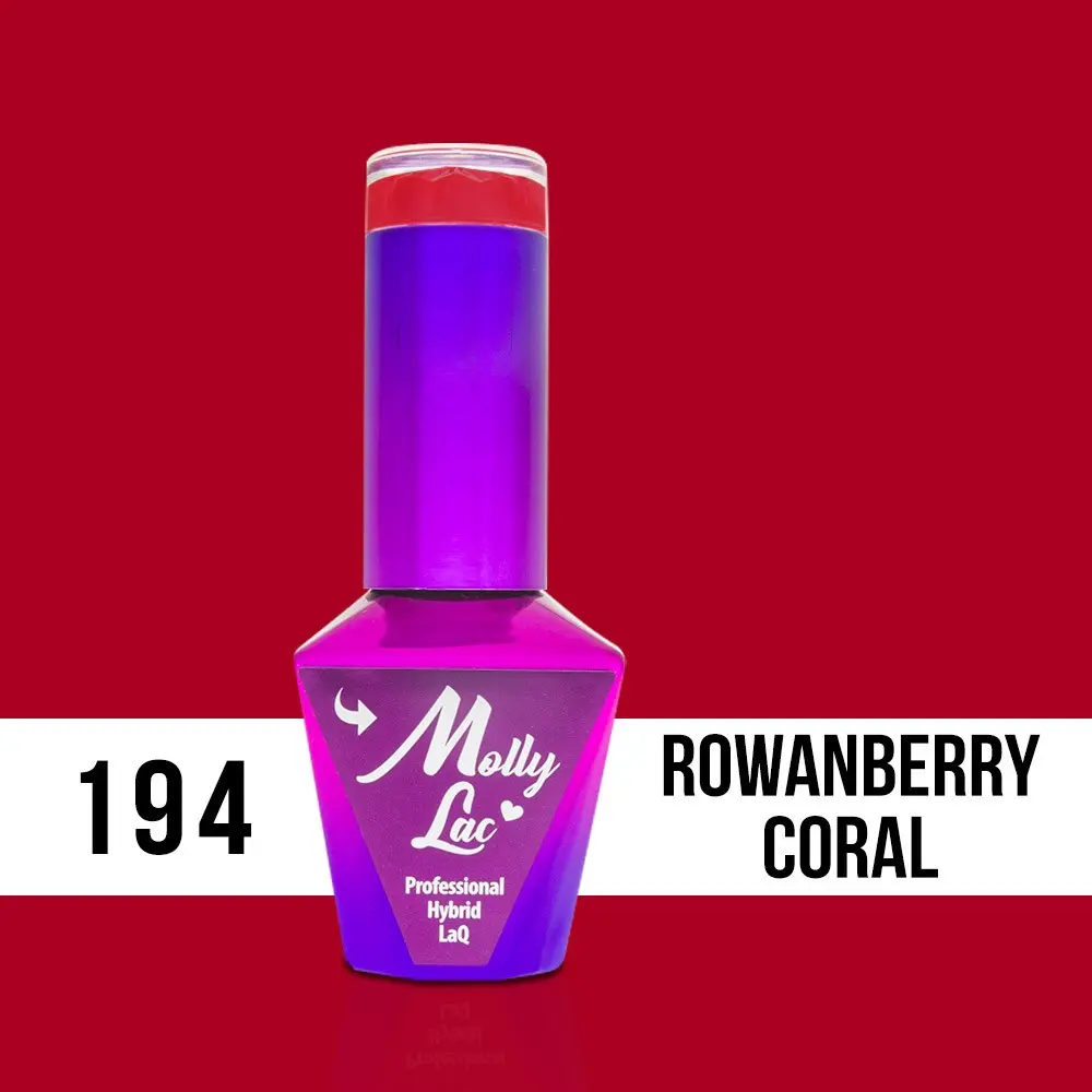 MOLLY LAC UV/LED gél lak Hearts and Kiss - Rowanberry Coral 194, 10ml