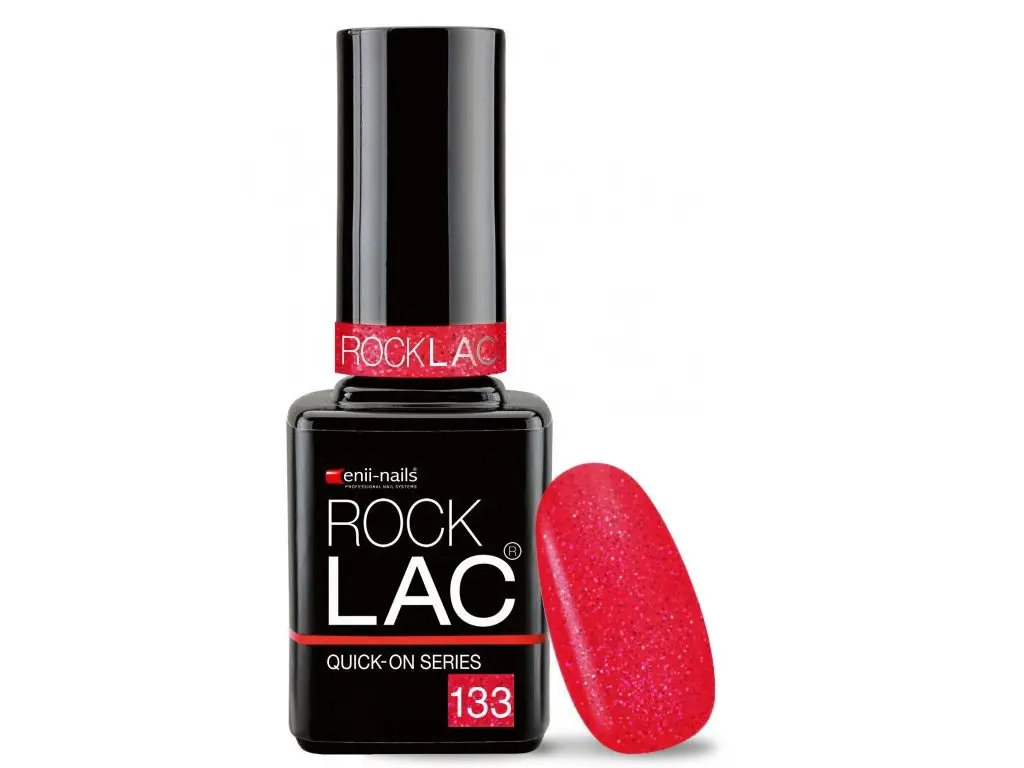 RockLac 133 - červeno-ružový s trblietkami, 11ml
