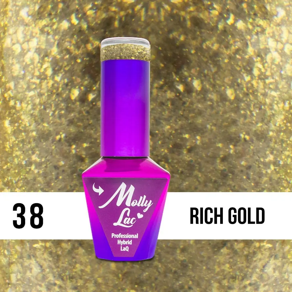 MOLLY LAC UV/LED gél lak Queens of Life - Rich Gold 38, 10ml