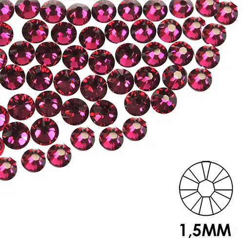 Ozdobné kamienky na nechty - 1,5mm - cyklamenovo ružové, 50ks