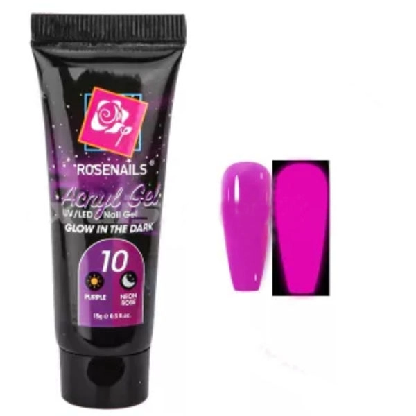 Farebný polygél - Glow in the dark PURPLE/NEON ROSE č.10, 15g