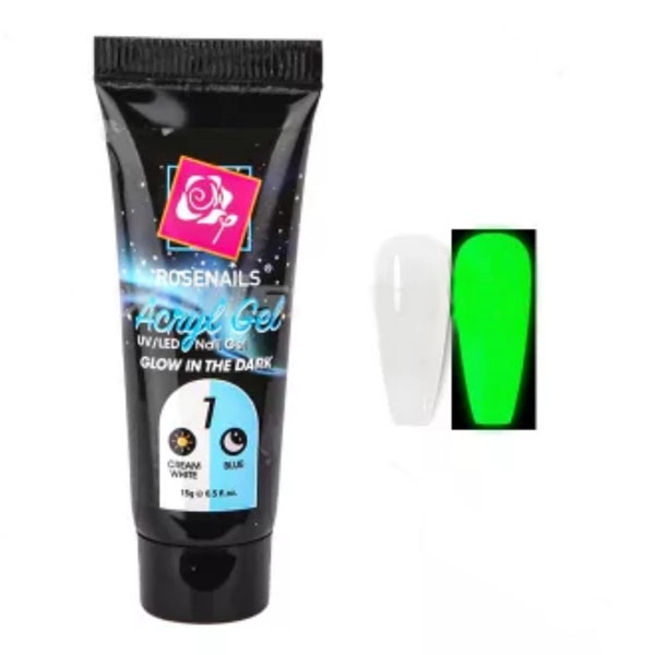 Farebný polygél - Glow in the dark CREAM WHITE/BLUE č.01, 15g