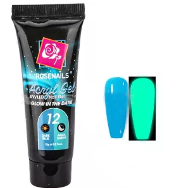 Farebný polygél - Glow in the dark DARK BLUE/AQUA GREEN č.12, 15g