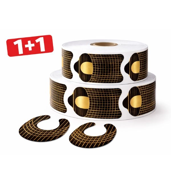 Šablóny na nechty - zlato-čierna, 500ks - AKCIA 1+1 ZADARMO