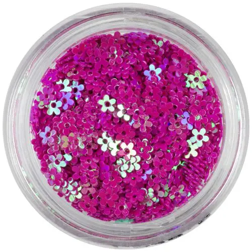 Tmavoružová ozdoba - kvietky s dierkou