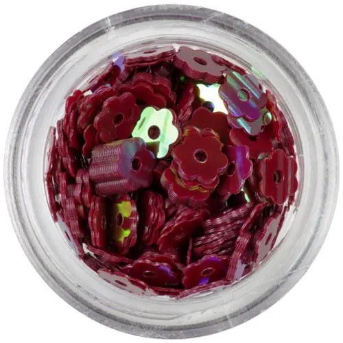 Bordová ozdoba - kvietky s dierkou