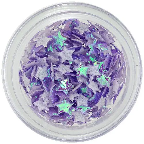 Nail art ozdoby - látkové hviezdičky, fialové opálové