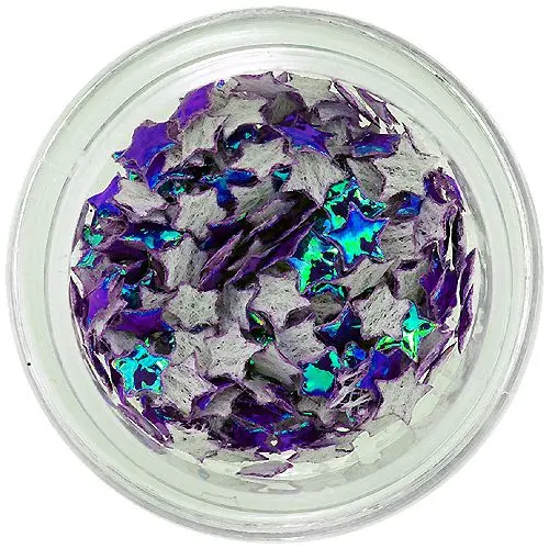 Tmavofialové opálové ozdoby na nechty - látkové hviezdičky