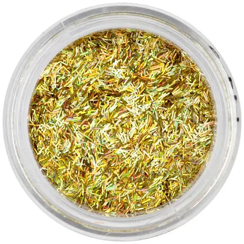 Nitky, hologram - nail art ozdoba, sýto zlatá