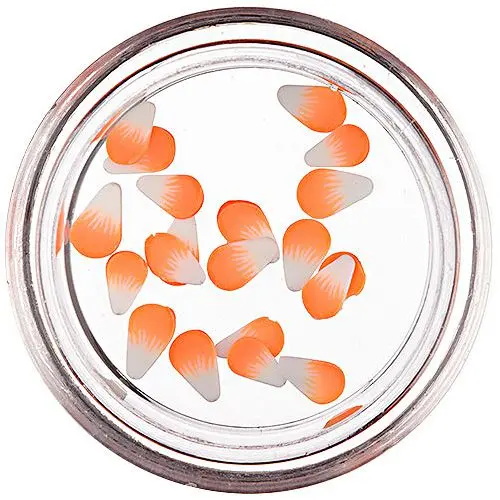 Slzičky, narezané Fimo Nail Art - bielo - neónovo oranžové