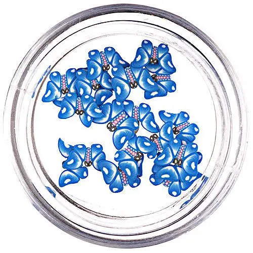 Fimo motýlik - modro - biely, narezaný